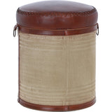 Ashwood Leather Bull Stool Brown/Grey: KI-211