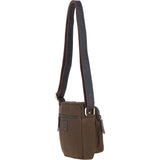 Fenland Canvas & Leather Crossbody Bag Brandy/green: FEN-751