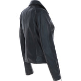 Ladies biker Jacket with Zippered Pockets Black: AWL-621