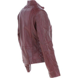Leather Biker Style Jacket Burgundy : Awl-1201