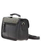 Ashwood Leather & Harris Tweed® Cloth Small Satchel Bag Brown/Green: TW-67-09-BG