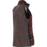Ashwood Women's Country Tweed Check Waistcoat with Leather Trim Brown/Red/Green: TW-702-07-BR