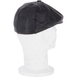 Men's Small Fitting 8 Panel Leather Flat Cap Black: CAP 00
