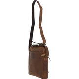 Tablet Friendly Small Vintage Leather Body Bag Tan: Patty