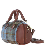 Ashwood Leather & Harris Tweed® Cloth Small Barrel Bag Tan/Mcload: TW-61-02-TM