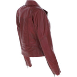 Ladies Ashwood Leather Biker Jacket Burgundy: AWL-1991