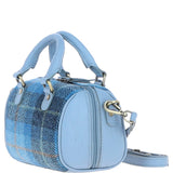 Ashwood Leather & Harris Tweed® Cloth Small Barrel Bag Baby-blue/Blue: TW-61-19-BB