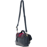 Ashwood Leather & Harris Tweed® Cloth Small Satchel Bag with Twist Lock Navy/Pink: TW-33-06-NP