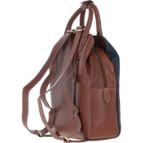 Ashwood Leather & Harris Tweed® Cloth Multi-Pocket Backpack Tan/Navy: TW-66-11-TN