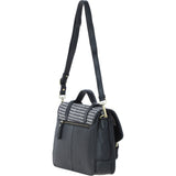 Ashwood Leather & Harris Tweed® Cloth Large Satchel Bag with Twist Lock Black/White: TW-35-12-BW