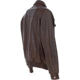 Real Leather Bomber Jacket With Brando Collar Antique Brown: Prime Bomber