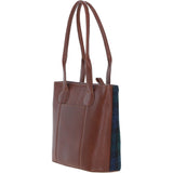 Ashwood Leather & Harris Tweed® Cloth Genuine Leather Shoulder Bag Tan/Watch: TW-23-04-TW