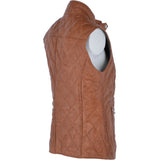 Diamond Quilted Leather Gilet Cognac: RIGDEN GILLET