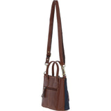 Ashwood Leather & Harris Tweed® Cloth Handbag with Removable Crossbody Strap Tan/Navy: TW-21-011-TN
