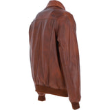 Men's Real Leather Bomber Jacket with Brando Collar Tan: AWM-Pointer