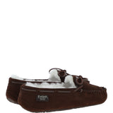 Women's Classic  Suede Sheepskin Moccasin Slippers Brown: LADIES MOCCASSINS