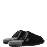 Fenland Classic Mens Suede Sheepskin Slippers Black/gray