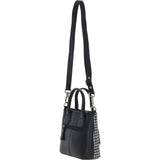 Ashwood Leather & Harris Tweed® Cloth Handbag with Removable Crossbody Strap Black/White: TW-21-012-BW