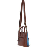 Ashwood Leather & Harris Tweed® Cloth Handbag with Removable Crossbody Strap Tan/LT Blue: TW-21-05-TB