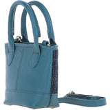 Ashwood Leather & Harris Tweed® Cloth Small Grab Bag Teal/Navy: TW-63-16-TN