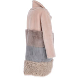 Womens Luxury Sheepskin Coat Baby Pink/multi: KB 634