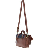 Ashwood Leather & Harris Tweed® Cloth Small Satchel Bag with Twist Lock Tan/Navy: TW-33-011-TN