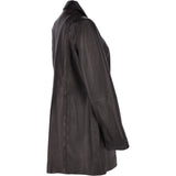 Womens Single Breasted Leather Coat Black/app: BIRMINGHAM