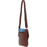 Ashwood Leather & Harris Tweed® Cloth Twist Lock Crossbody Bag Tan/LT Blue: TW-31-05-TB