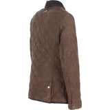 Mens Trapper Diamond Quilted Leather Jacket with Corduroy Brando Collar Brown 27: 162222