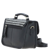 Ashwood Leather & Harris Tweed® Cloth Small Satchel Bag Black/White: TW-67-12-BW