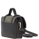 Ashwood Leather & Harris Tweed® Cloth Mini Satchel Bag with Twist Lock Brown/Green: TW-32-09-BG