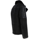 Men's Luxury Side Zip  Sheepskin Pilot Jacket Black: P-56