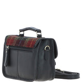 Ashwood Leather & Harris Tweed® Cloth Small Satchel Bag Black/Green/Red: TW-67-07-BR