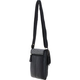 Ashwood Leather & Harris Tweed® Cloth Twist Lock Crossbody BagBlack/White: TW-31-012-BW