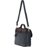 Ashwood Leather & Harris Tweed® Cloth Large Satchel Bag with Twist Lock Black/Green/Red: TW-35-07-BR