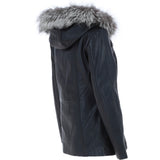 Ashwood Leather Hooded Jacket with Fur Trim Black: J-1948 F