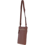 Genuine Leather Crossbody x Shoulder Bag with Golden Accents Cognac: 64239