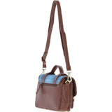 Ashwood Leather & Harris Tweed® Cloth Medium Satchel Bag with Twist Lock Tan/LT Blue: TW-34-05-TB