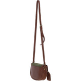 Ashwood Leather & Tweed Saddle Crossbody Bag with Twist Lock Tan/Green Check: TW-30-010-TGNH