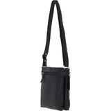 Two Section Zip Top Leather Crossbody Bag Black: K-45