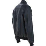 Men's Real Leather Bomber Jacket with Brando Collar Black: AWM-Pointer
