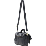 Ashwood Leather & Harris Tweed® Cloth Small Satchel Bag with Twist Lock Black/White: TW-33-012-BW