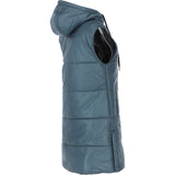 Ashwood Leather Long Gilet with Detachable Hood Grey: Gillet Long
