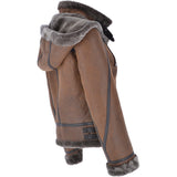 Short Hooded Sheepskin Flying Jacket Tobacco: 10245