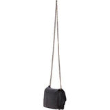 Vintage Mini Leather Cross Body Shoulder Bag With Chain Strap Black  – G27