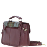 Ashwood Leather & Harris Tweed® Cloth Satchel Bag Wine/Mcload: TW-68-17-WM