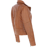 Ladies Ashwood Leather Biker Jacket Tan: AWL-1991