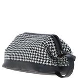 Ashwood Leather & Harris Tweed® Cloth Unisex Washbag Black/White: TW-40-12-BW