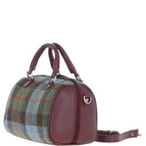 Ashwood Leather & Harris Tweed® Cloth Medium Barrel Bag Wine/Mcload: TW-62-17-WM