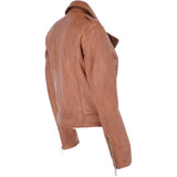 Twin Zip Fastening Leather Jacket  Cognac: ESTIMO